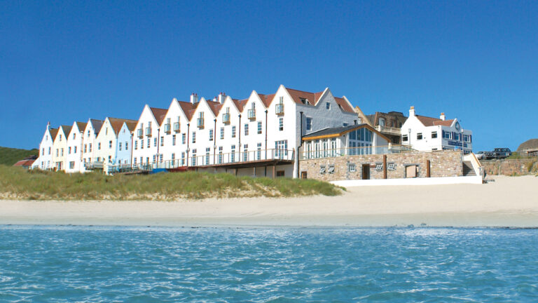A boutique hotel on Braye Beach in Alderney, Channel Islands,